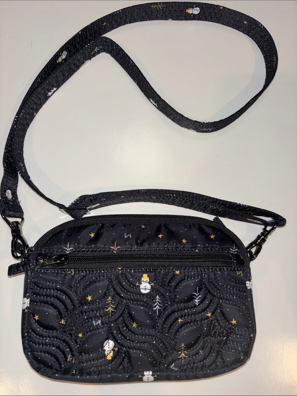 lug Snowman Black Quilted Crossbody RFID